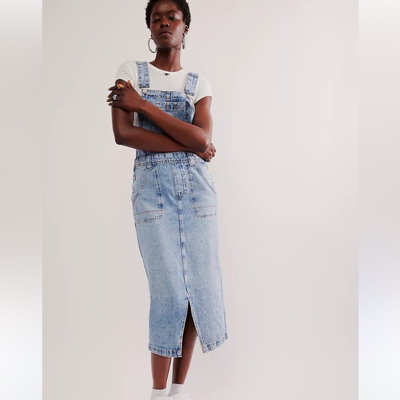 We the free Denim skirt Overalls small Bardot - Picture 4 of 10
